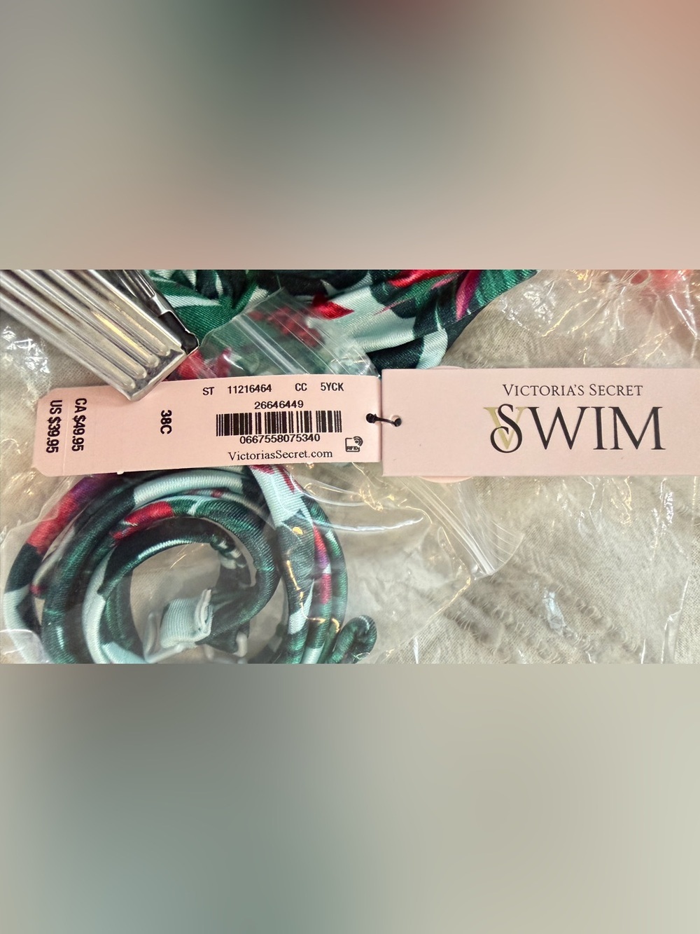 Victoria's Secret Tropical Bandeau Swim Top Size 38C - Picture 10 of 13